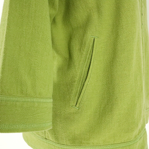 Chicos Jacket 1 Womens Medium 8 Green Full Zip Pockets Roll Tab Sleeve FLAW - Picture 12 of 16